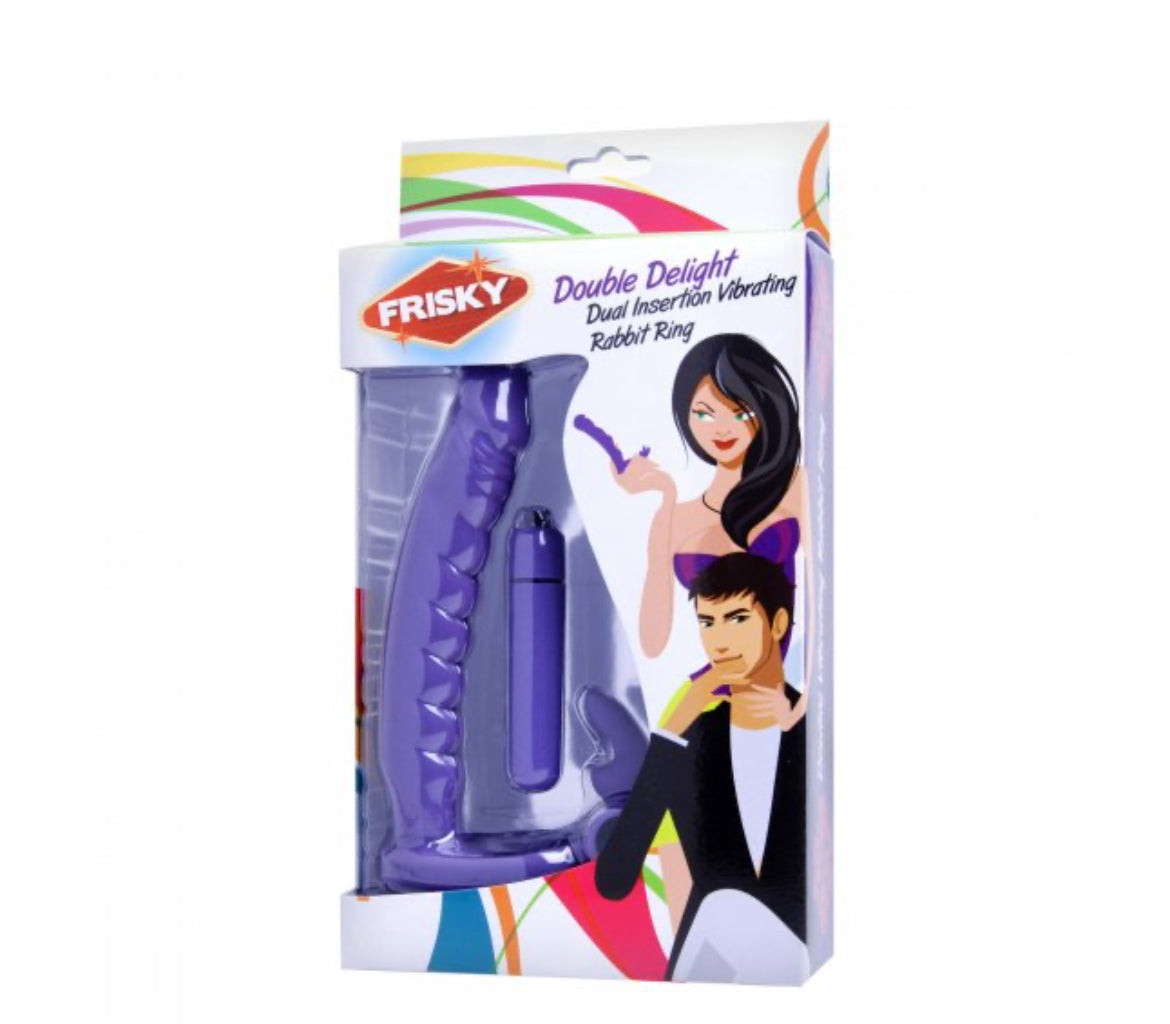 Double Delight Dual Penetration Vibrating Rabbit Cock Ring