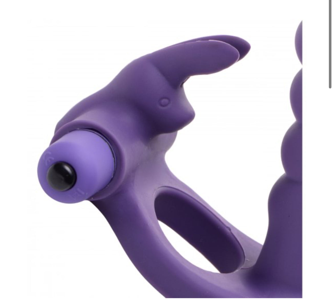 Double Delight Dual Penetration Vibrating Rabbit Cock Ring