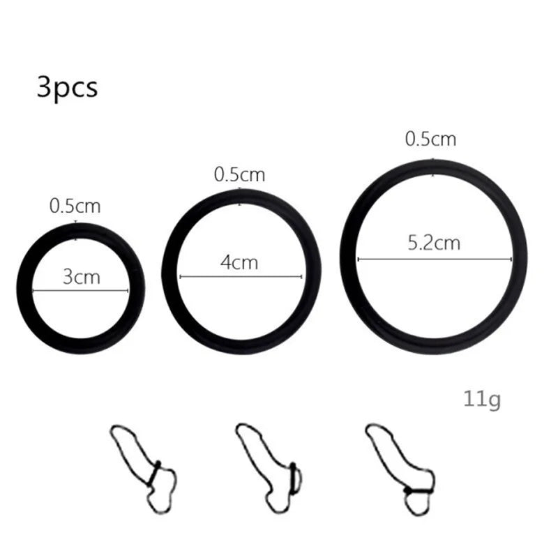 3Pcs Silicone Cock Rings Ejaculation Delay