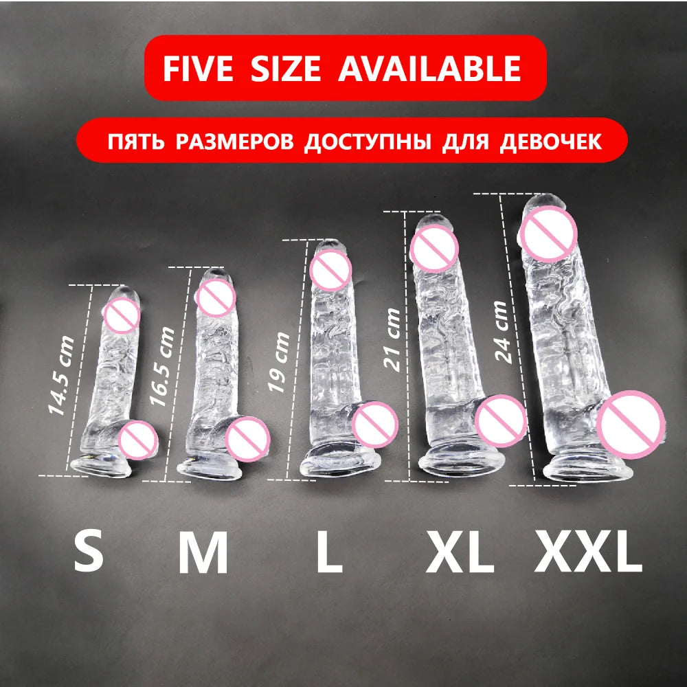 S-XXL Realistic Clear Dildos with Suction Cup Strap-on Dildo