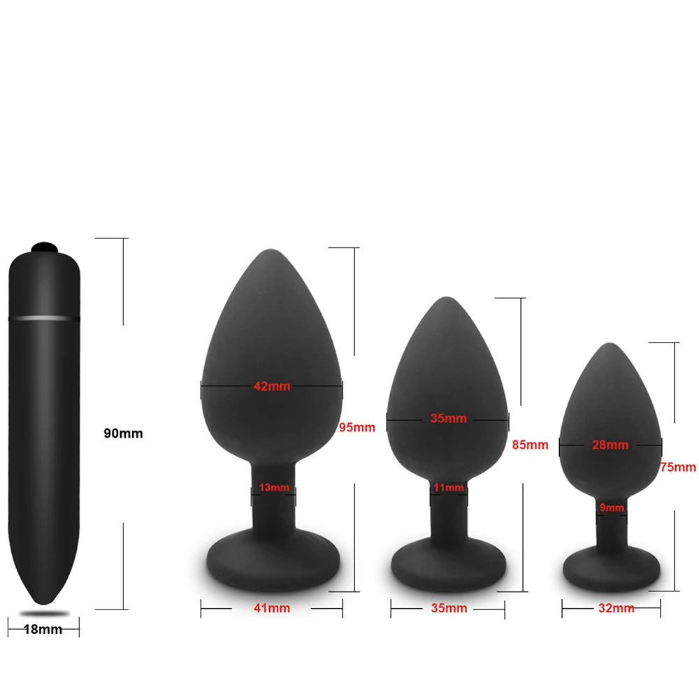 4pcs Mini Erotic Bullet Vibrator Butt Plug