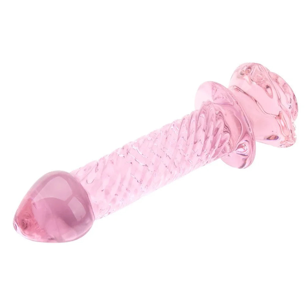 Glass Rose Long Anal Dildo