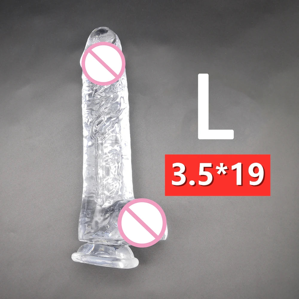 S-XXL Realistic Clear Dildos with Suction Cup Strap-on Dildo