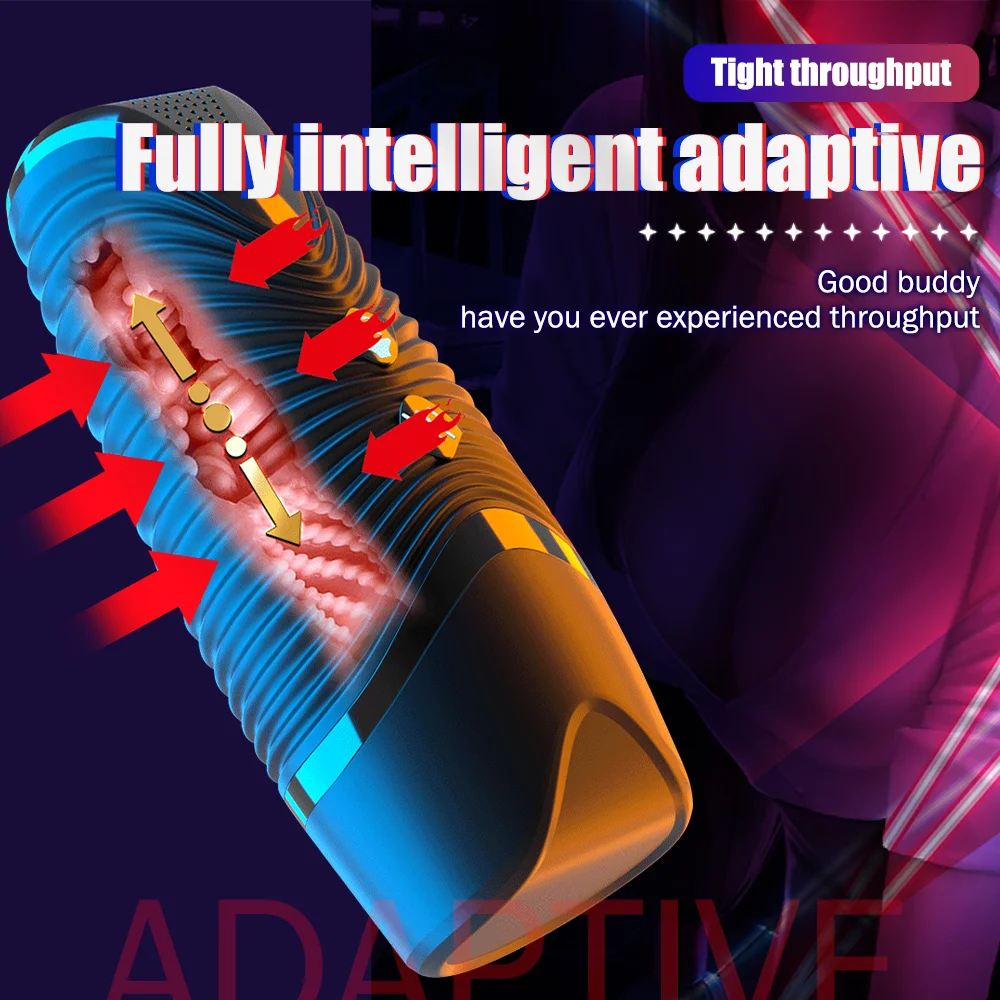 Automatic Pocket Pussy Male Masturbator Simulated Labia Vagina Intelligent Voice Penis Trainer Bracket Adult Sex Toy For Men