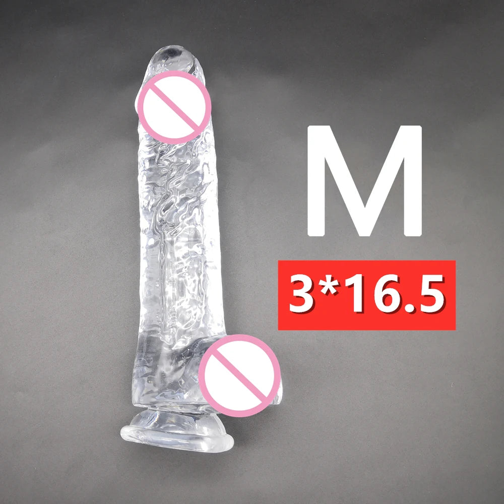 S-XXL Realistic Clear Dildos with Suction Cup Strap-on Dildo