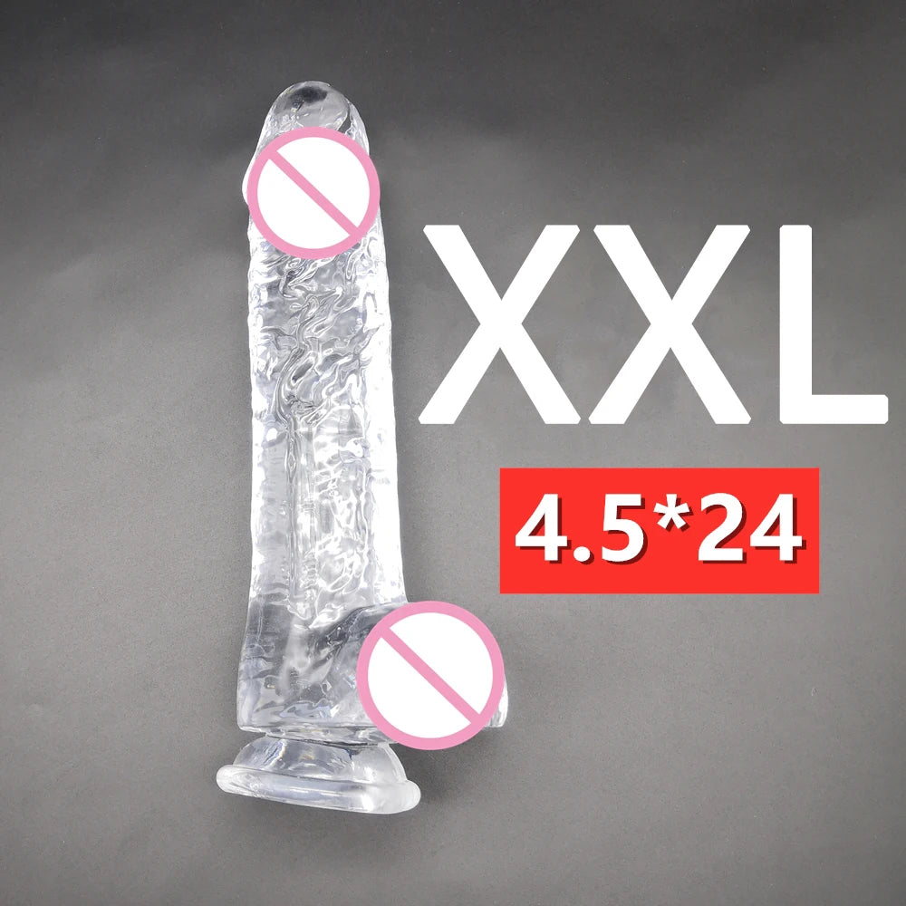S-XXL Realistic Clear Dildos with Suction Cup Strap-on Dildo