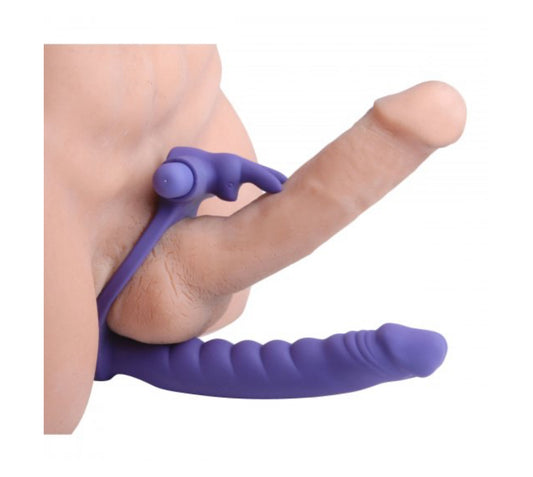 Double Delight Dual Penetration Vibrating Rabbit Cock Ring