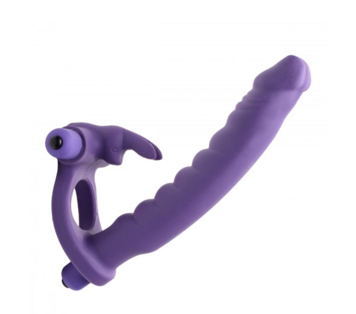 Double Delight Dual Penetration Vibrating Rabbit Cock Ring