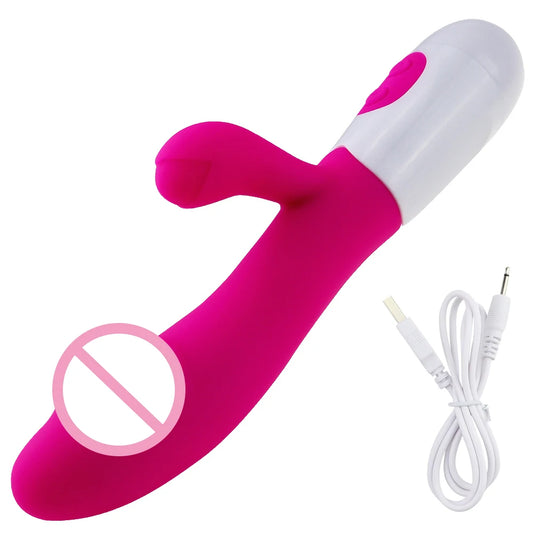 Rechargeable Dildo Rabbit Vibrator Dual Vibration G Spot Vagina Massager AV Stick Clitoris Sex Toys for Women Female Masturbator