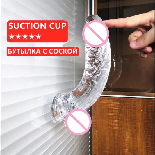 S-XXL Realistic Clear Dildos with Suction Cup Strap-on Dildo