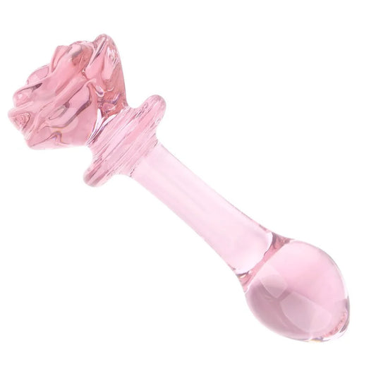Glass Rose Long Anal Dildo