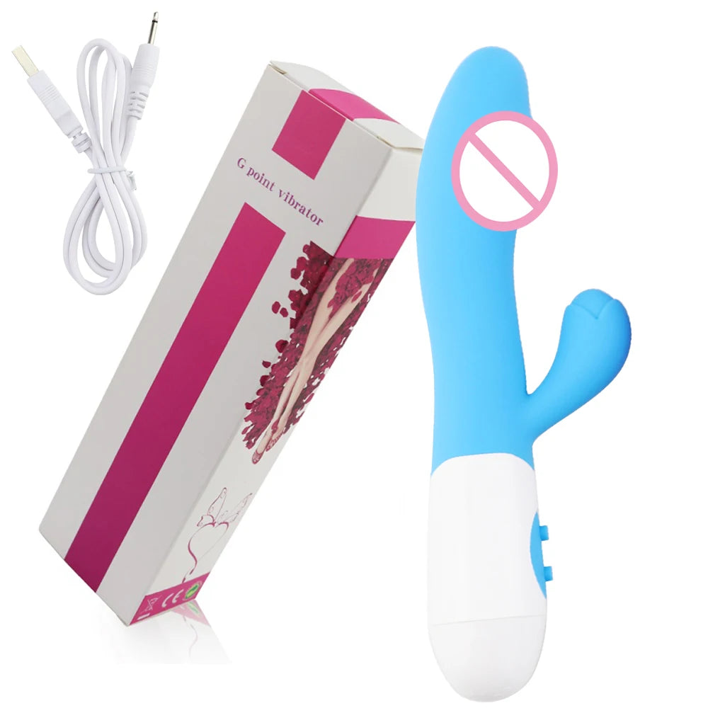 Rechargeable Dildo Rabbit Vibrator Dual Vibration G Spot Vagina Massager AV Stick Clitoris Sex Toys for Women Female Masturbator