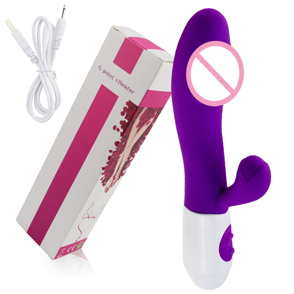 Rechargeable Dildo Rabbit Vibrator Dual Vibration G Spot Vagina Massager AV Stick Clitoris Sex Toys for Women Female Masturbator