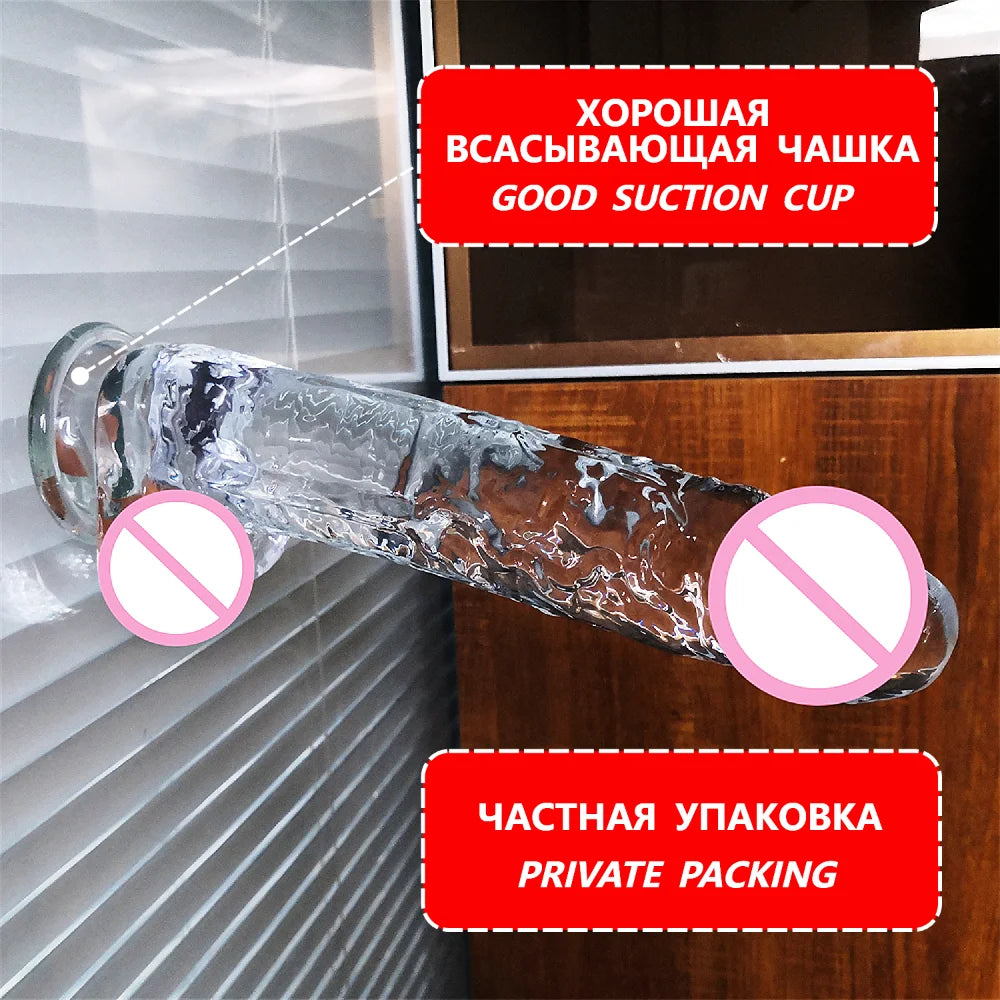 S-XXL Realistic Clear Dildos with Suction Cup Strap-on Dildo