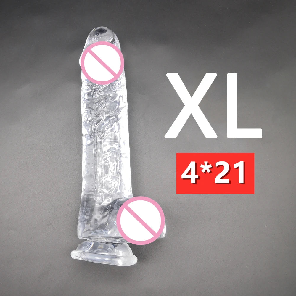 S-XXL Realistic Clear Dildos with Suction Cup Strap-on Dildo